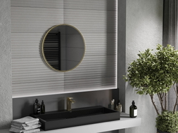 Mexen Loft specchio da bagno rotondo 65 cm, cornice oro spazzolato - 9850-065-065-000-50