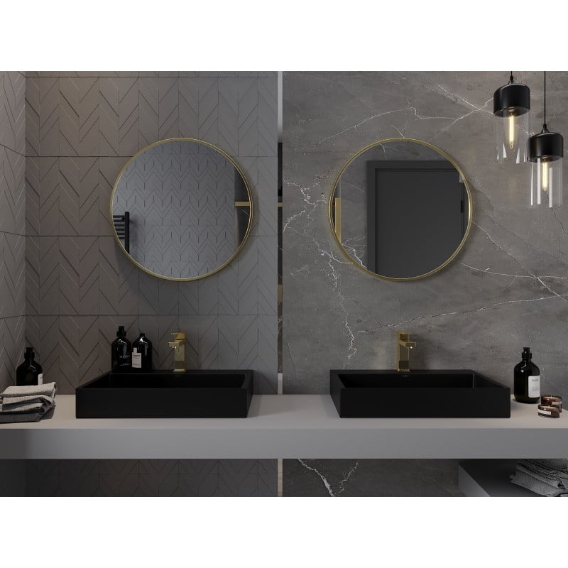 Mexen Loft lustro łazienkowe okragłe 65 cm, rama złota - 9850-065-065-000-50