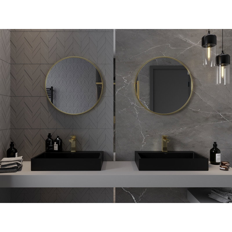 Mexen Loft round bathroom mirror 65 cm, gold frame - 9850-065-065-000-50