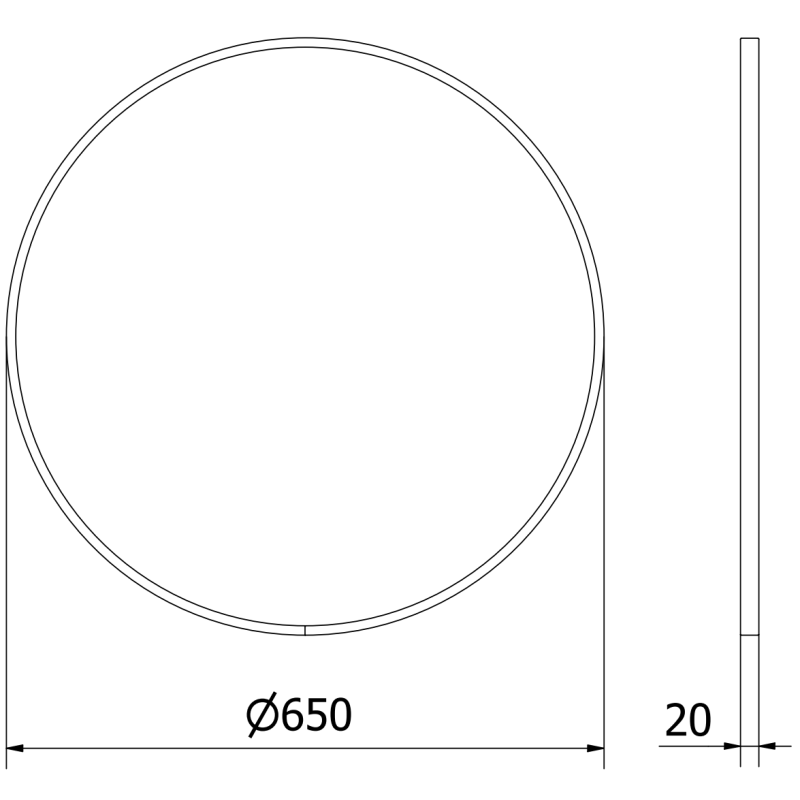 Mexen Loft miroir de salle de bain rond 65 cm, cadre doré - 9850-065-065-000-50