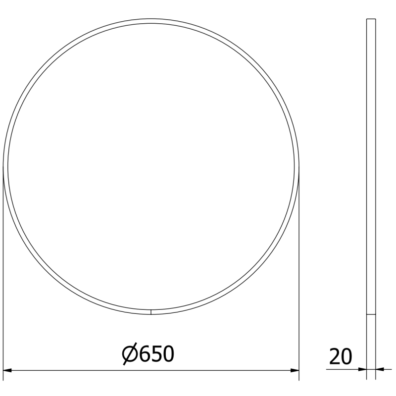 Mexen Loft pyöreä kylpyhuoneen peili 65 cm, kultainen kehys - 9850-065-065-000-50