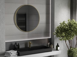 Mexen Loft okruglo kupaonsko ogledalo 80 cm, zlatni okvir - 9850-080-080-000-50