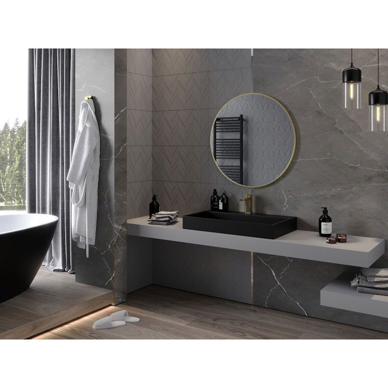 Mexen Loft okroglo kopalniško ogledalo 80 cm, zlati okvir - 9850-080-080-000-50