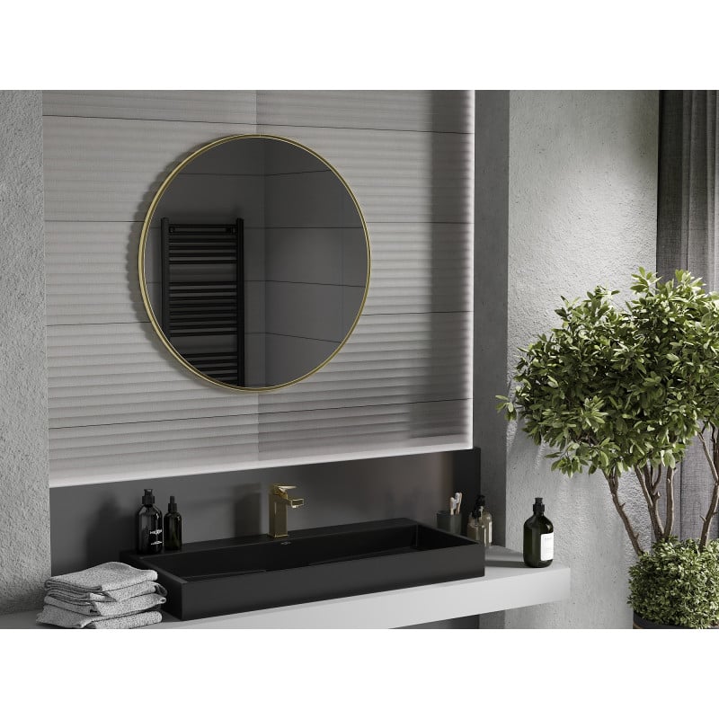 Mexen Loft lustro łazienkowe okragłe 85 cm, rama złota - 9850-085-085-000-50