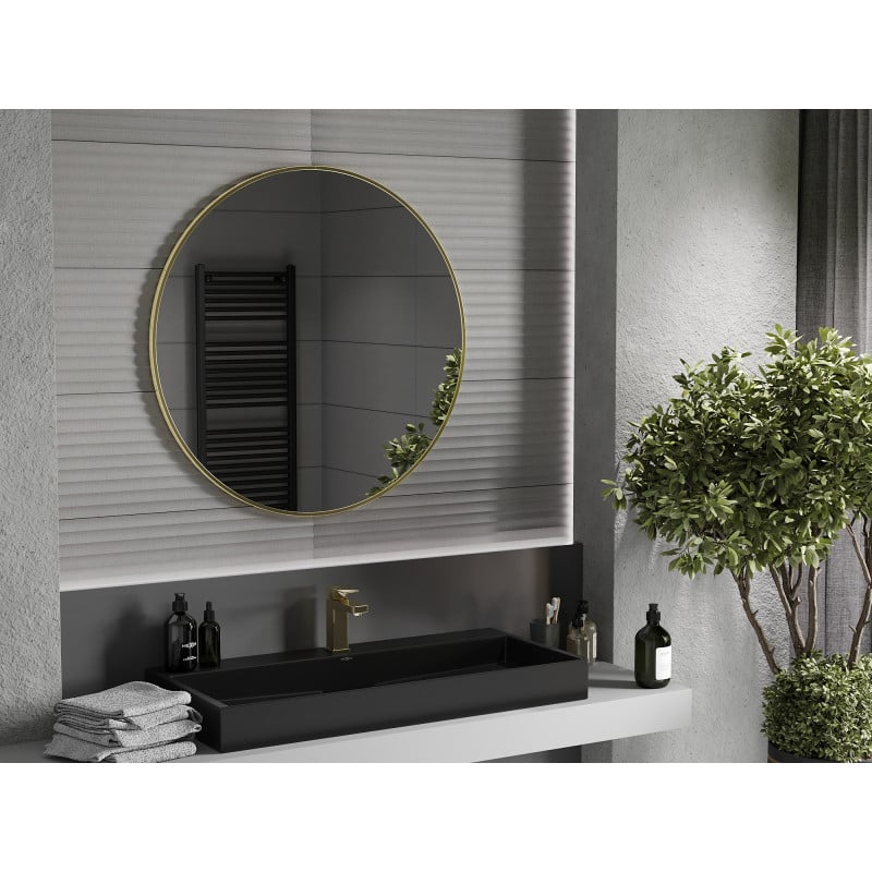 Mexen Loft lustro łazienkowe okragłe 90 cm, rama złota - 9850-090-090-000-50