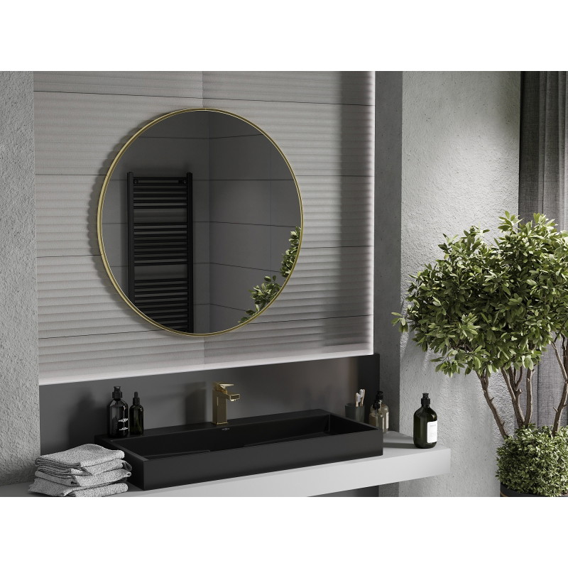 Mexen Loft ümmargune vannitoa peegel 90 cm, kuldne raam - 9850-090-090-000-50