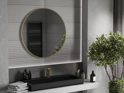 Mexen Loft round bathroom mirror 90 cm, gold frame - 9850-090-090-000-50