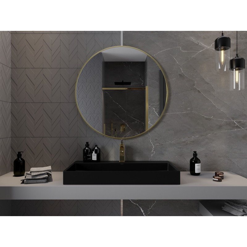Mexen Loft ümmargune vannitoa peegel 90 cm, kuldne raam - 9850-090-090-000-50