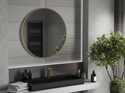 Mexen Loft apaļš vannas istabas spogulis 95 cm, zelta rāmis - 9850-095-095-000-50