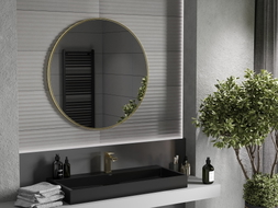 Mexen Loft okruglo ogledalo za kupaonicu 95 cm, zlatni okvir - 9850-095-095-000-50