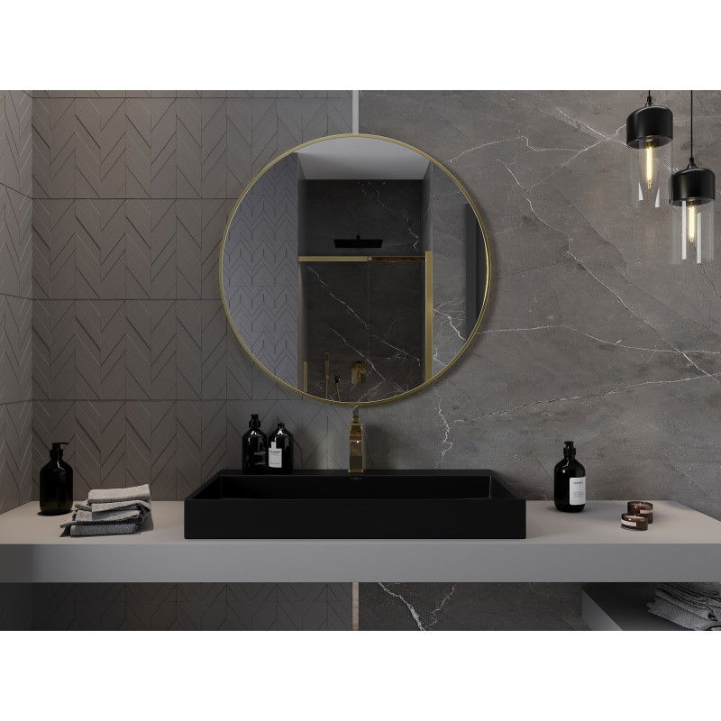 Mexen Loft Bathroom Mirror Round 95 cm, Gold Frame - 9850-095-095-000-50