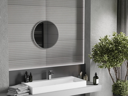 Mexen Loft Badezimmerspiegel rund 40 cm, Edelstahlrahmen - 9850-040-040-000-10