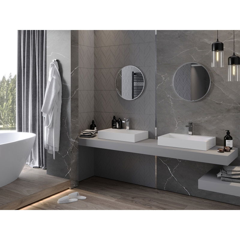 Mexen Loft espejo de baño redondo 40 cm, marco inox - 9850-040-040-000-10