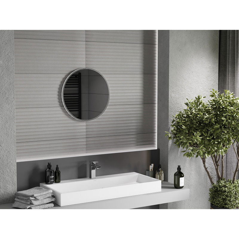 Mexen Loft Badezimmerspiegel rund 50 cm, Rahmen Inox - 9850-050-050-000-10