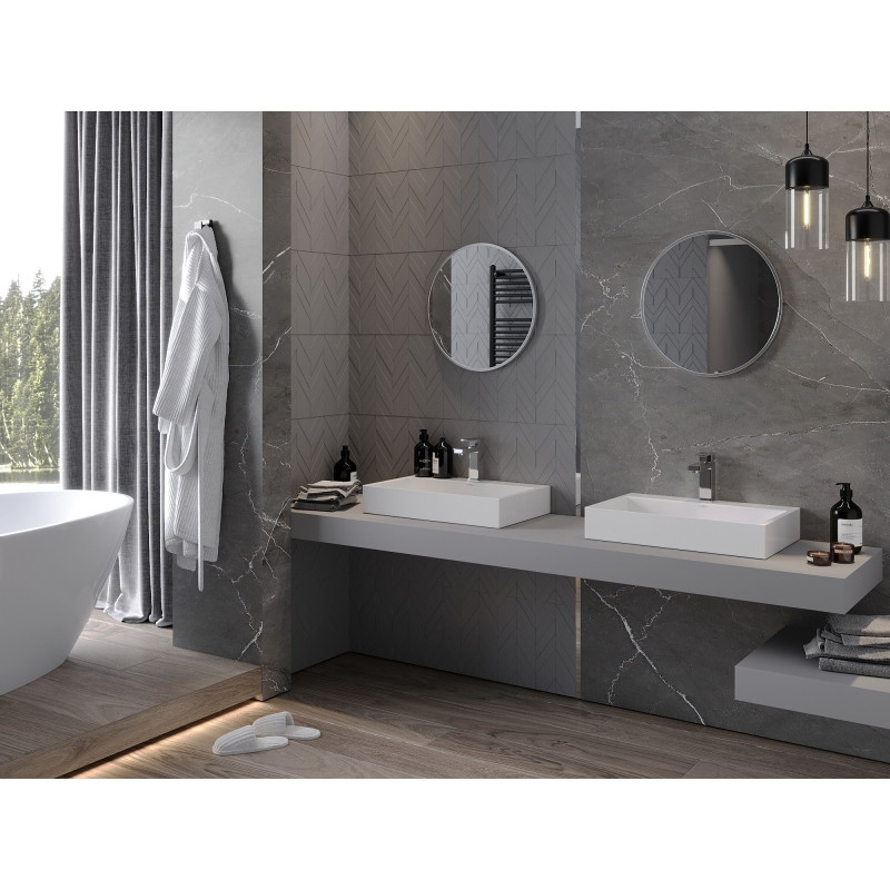 Mexen Loft ümmargune vannitoa peegel 50 cm, inox raam - 9850-050-050-000-10