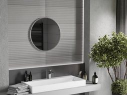 Mexen Loft okroglo kopalniško ogledalo 60 cm, inox okvir - 9850-060-060-000-10