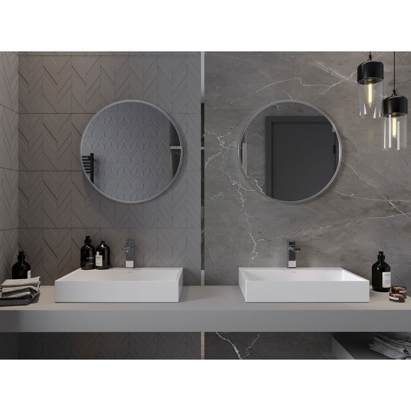 Mexen Loft miroir de salle de bain rond 60 cm, cadre en inox - 9850-060-060-000-10