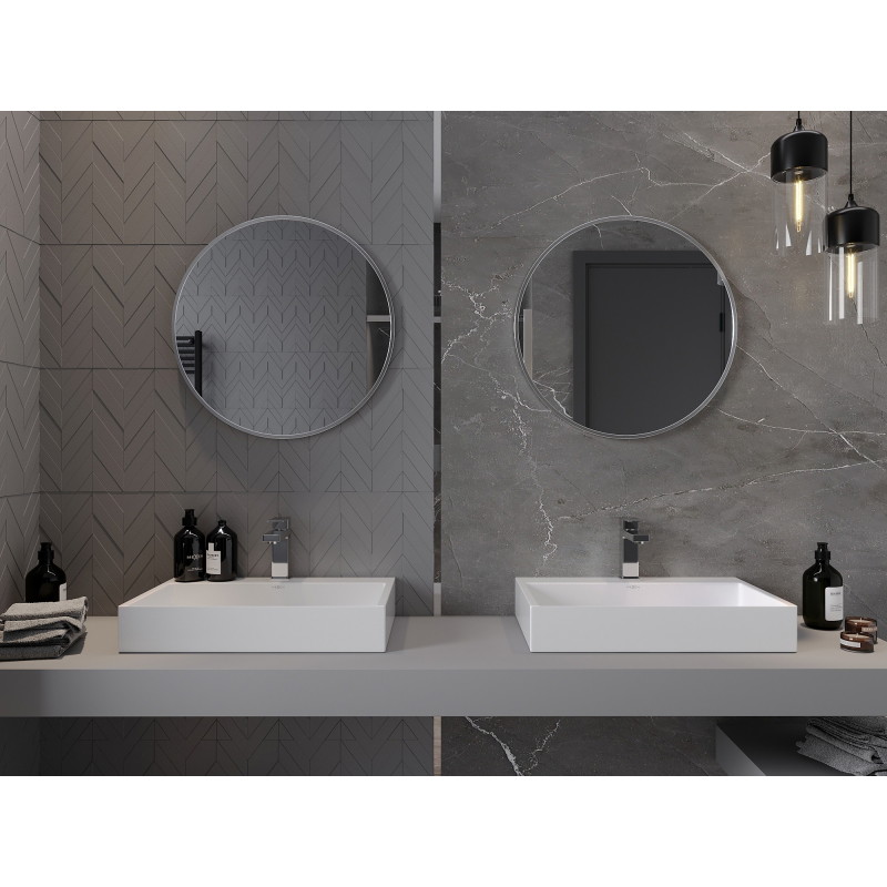 Mexen Loft ronde badkamerspiegel 60 cm, inox frame - 9850-060-060-000-10