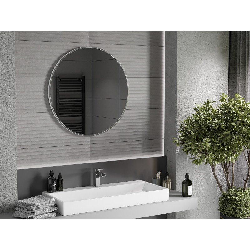 Mexen Loft ümmargune vannitoa peegel 80 cm, inox raam - 9850-080-080-000-10