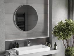 Mexen Loft Badezimmerspiegel rund 80 cm, Edelstahlrahmen - 9850-080-080-000-10