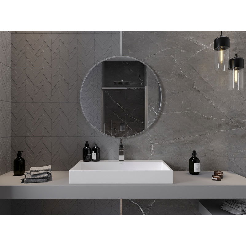 Mexen Loft pyöreä kylpyhuoneen peili 80 cm, inox-kehys - 9850-080-080-000-10