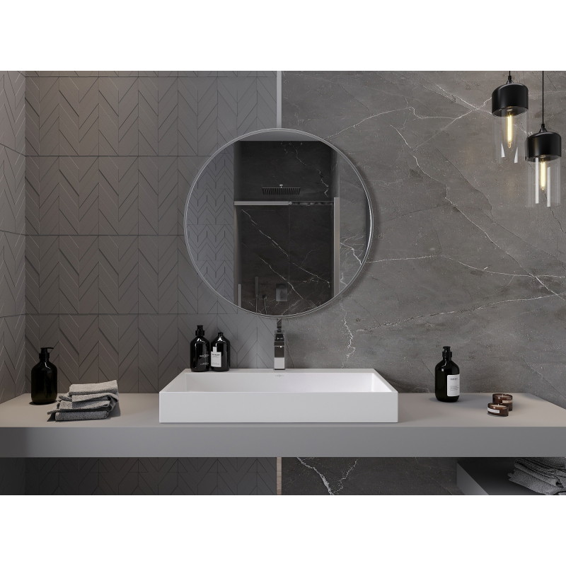 Mexen Loft ümmargune vannitoa peegel 80 cm, inox raam - 9850-080-080-000-10