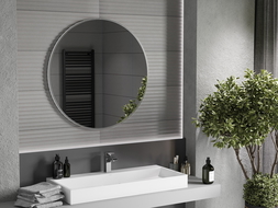 Mexen Loft Badezimmerspiegel rund 90 cm, Edelstahlrahmen - 9850-090-090-000-10