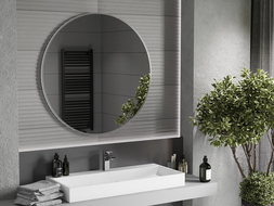 Mexen Loft Badezimmerspiegel rund 100 cm, Edelstahlrahmen - 9850-100-100-000-10