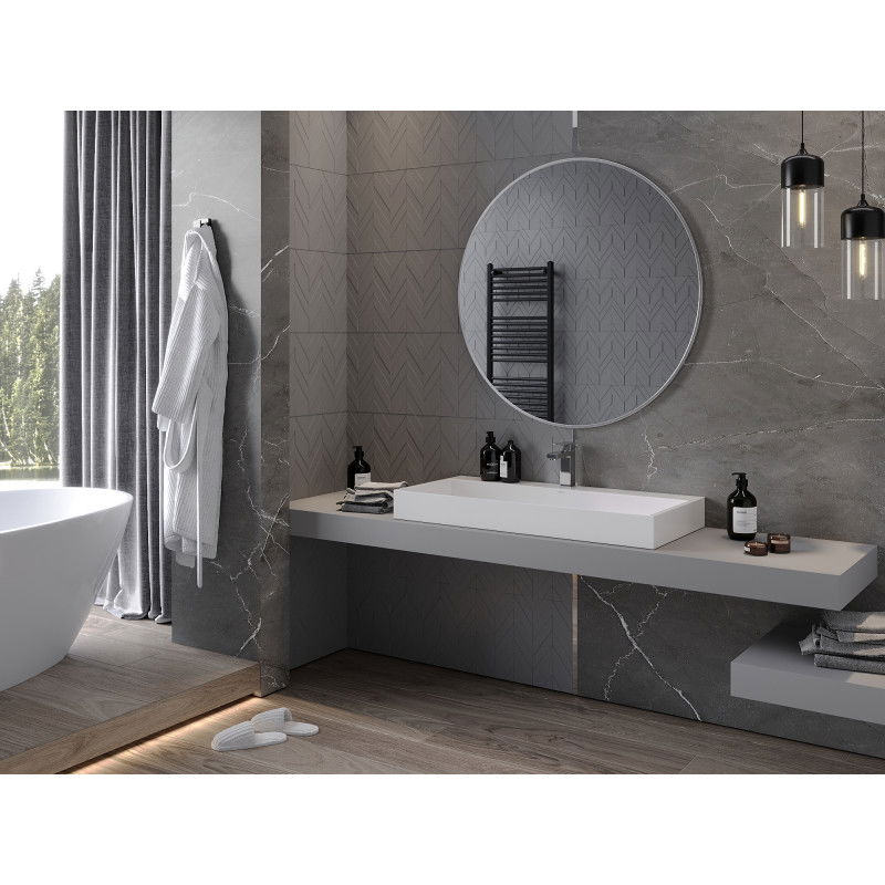 Mexen Loft miroir de salle de bain rond 100 cm, cadre inox - 9850-100-100-000-10