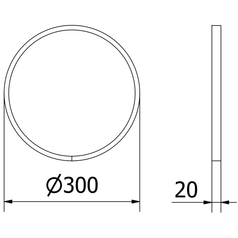 Mexen Loft ronde badkamer spiegel 30 cm, witte lijst - 9850-030-030-000-20