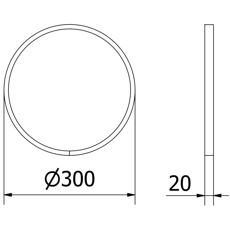 Mexen Loft ronde badkamer spiegel 30 cm, witte rand - 9850-030-030-000-20