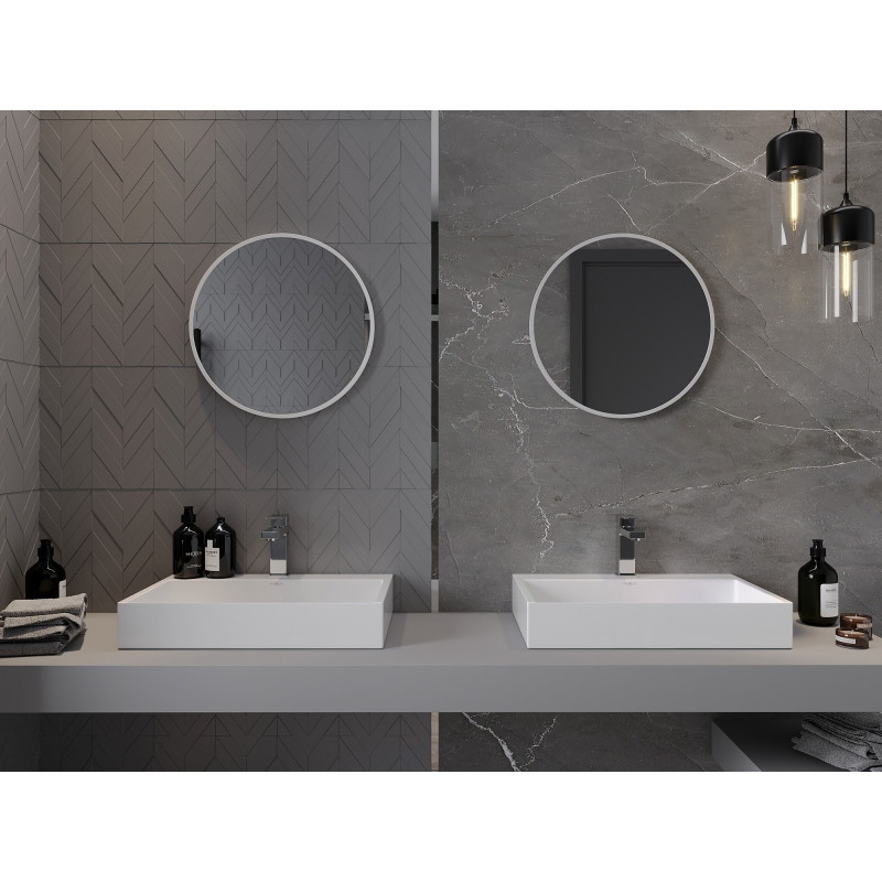 Mexen Loft ümmargune vannitoa peegel 40 cm, valge raam - 9850-040-040-000-20