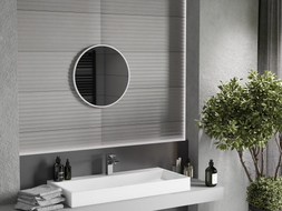 Mexen Loft runde Badezimmerspiegel 50 cm, weißer Rahmen - 9850-050-050-000-20