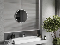 Mexen Loft rundes Badezimmerspiegel 50 cm, weißer Rahmen - 9850-050-050-000-20