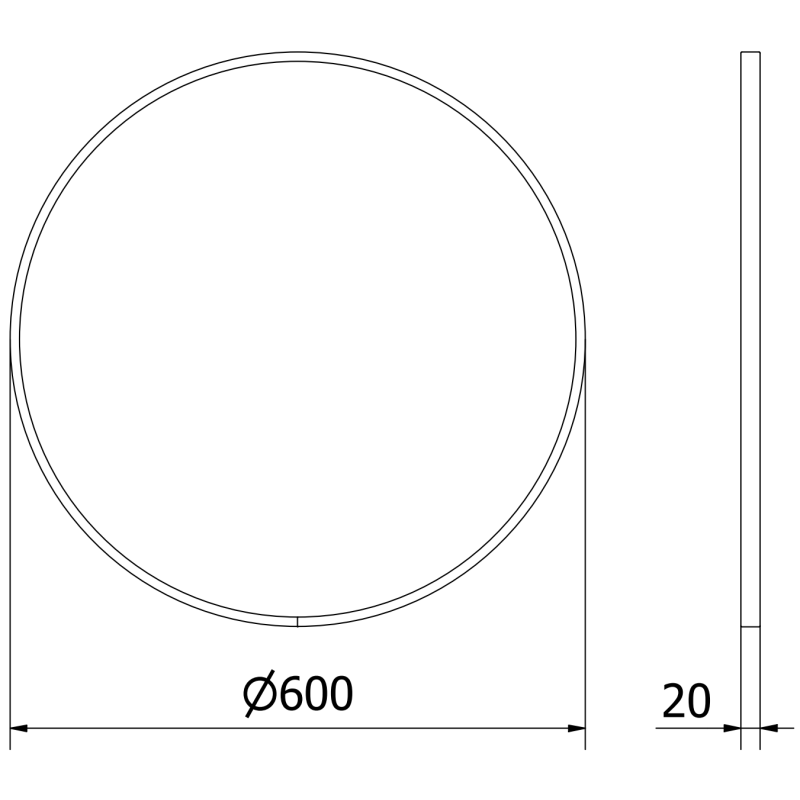 Mexen Loft rund badrumsspegel 60 cm, vit ram - 9850-060-060-000-20