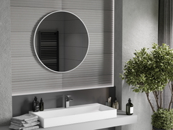 Mexen Loft okruglo kupaonsko ogledalo 80 cm, bijeli okvir - 9850-080-080-000-20
