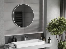 Mexen Loft rundes Badezimmer-Spiegel 80 cm, weißer Rahmen - 9850-080-080-000-20