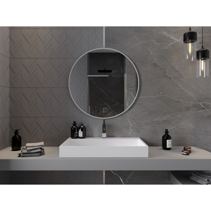 Mexen Loft lustro łazienkowe okragłe 80 cm, rama biała - 9850-080-080-000-20