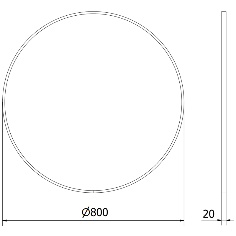 Mexen Loft rundes Badezimmer-Spiegel 80 cm, weißer Rahmen - 9850-080-080-000-20