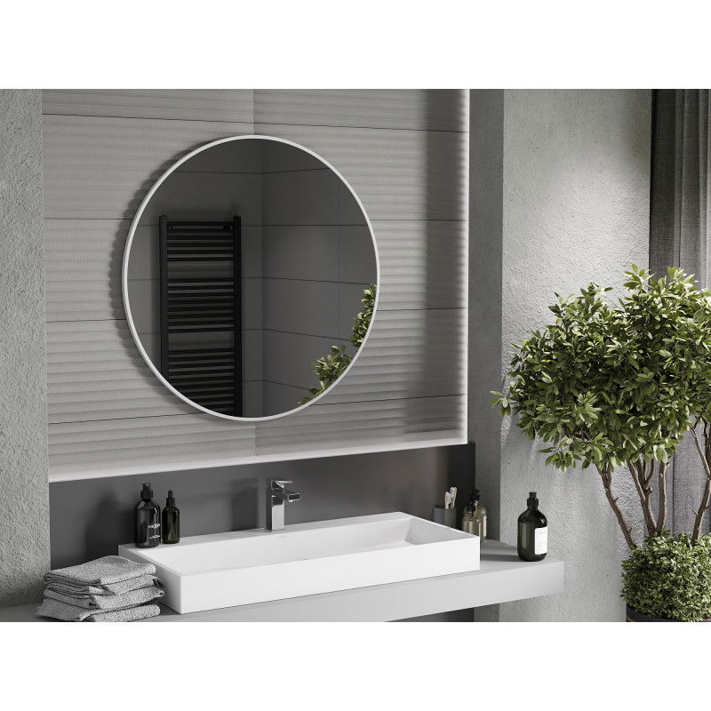 Mexen Loft miroir de salle de bain rond 90 cm, cadre blanc - 9850-090-090-000-20