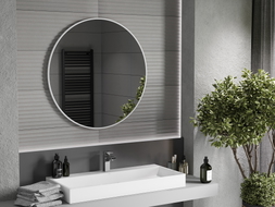 Mexen Loft okruglo ogledalo za kupaonicu 90 cm, bijeli okvir - 9850-090-090-000-20