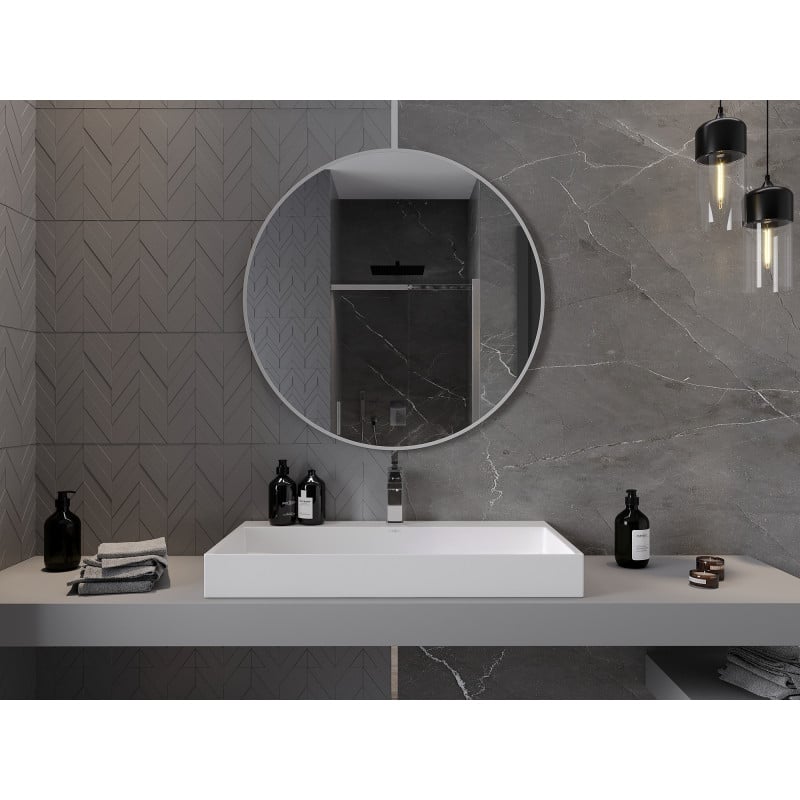 Mexen Loft lustro łazienkowe okragłe 90 cm, rama biała - 9850-090-090-000-20