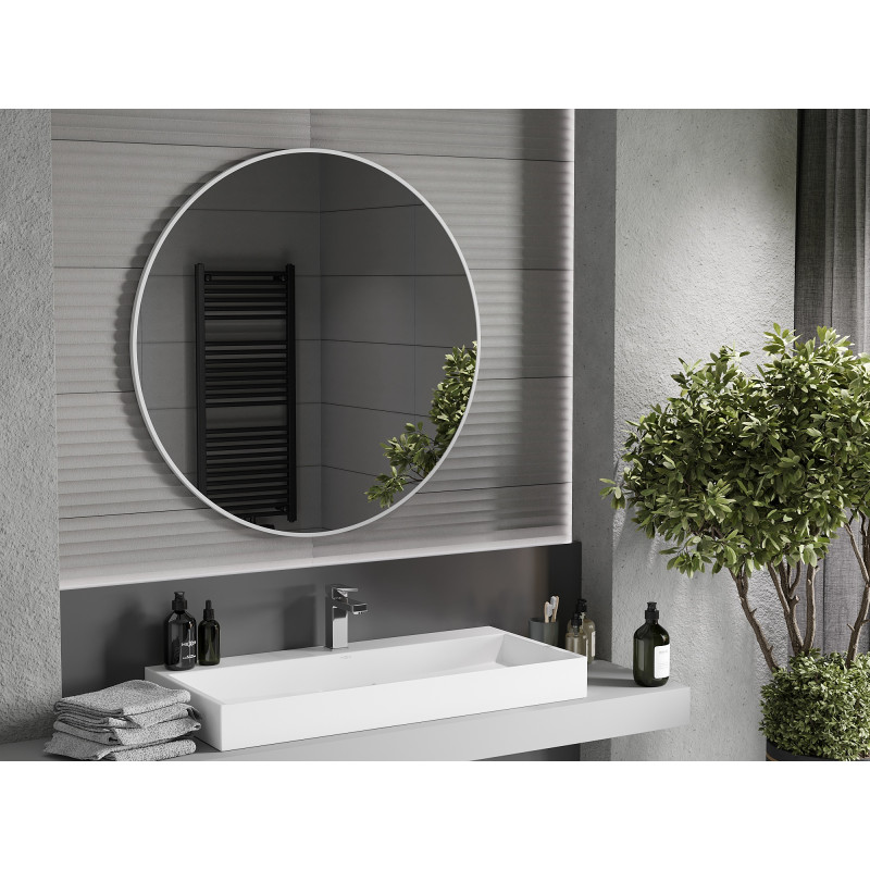 Mexen Loft lustro łazienkowe okragłe 100 cm, rama biała - 9850-100-100-000-20