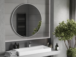 Mexen Loft lustro łazienkowe okragłe 100 cm, rama biała - 9850-100-100-000-20