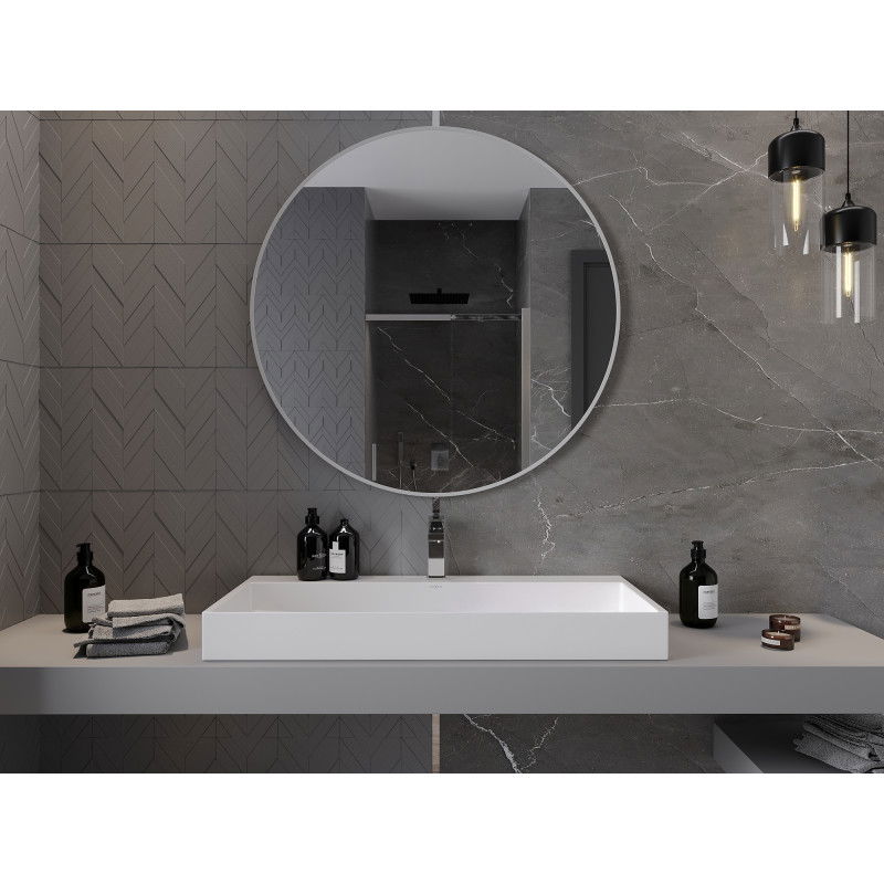 Mexen Loft apaļš vannas istabas spogulis 100 cm, balts rāmis - 9850-100-100-000-20