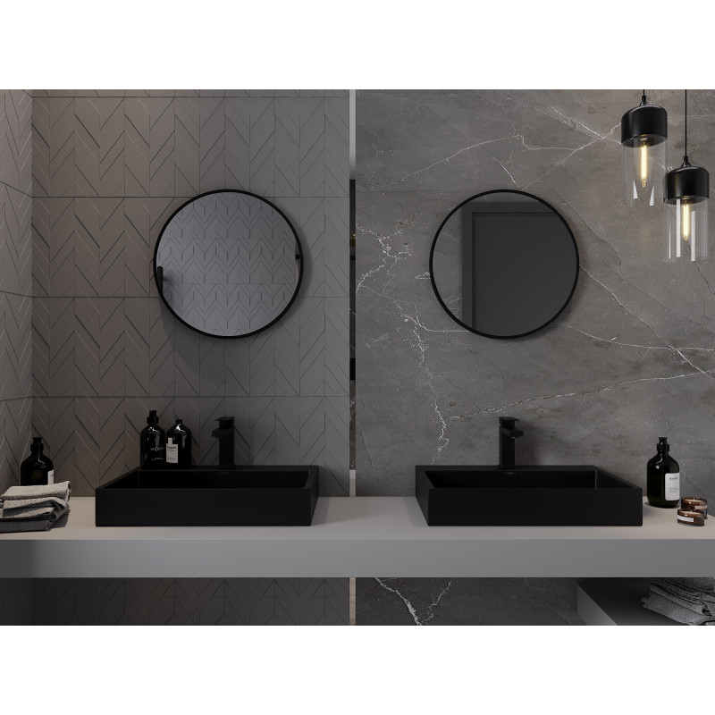 Mexen Loft lustro łazienkowe okragłe 30 cm, rama czarna - 9850-030-030-000-70
