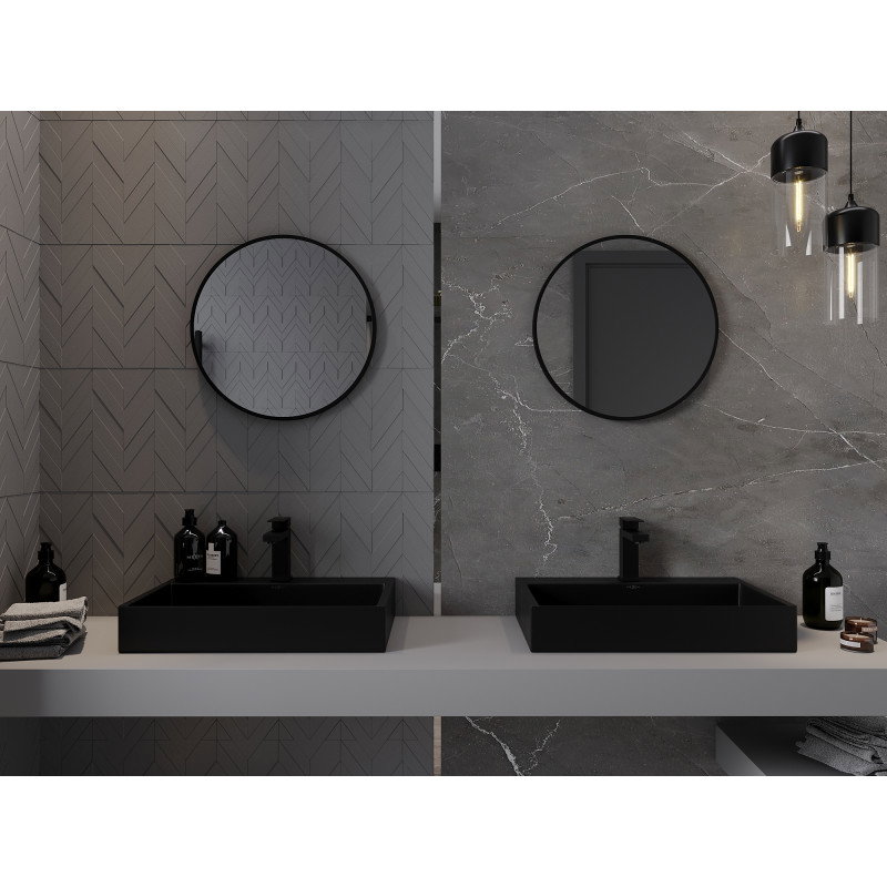 Mexen Loft okroglo kopalniško ogledalo 30 cm, črn okvir - 9850-030-030-000-70