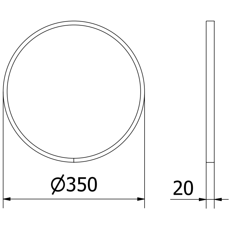 Mexen Loft ronde badkamerspiegel 35 cm, zwarte rand - 9850-035-035-000-70