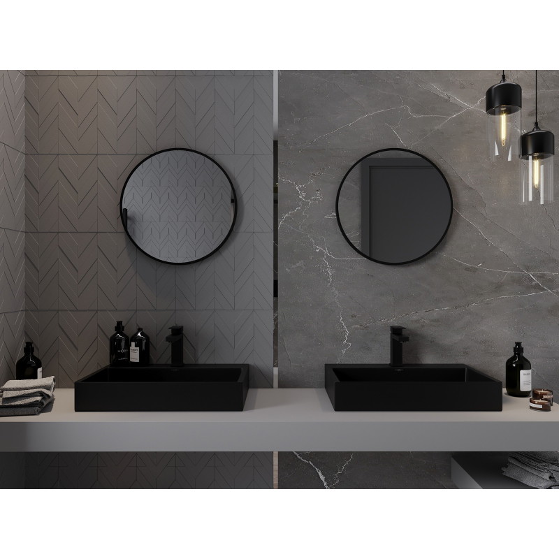 Mexen Loft ümmargune vannitoa peegel 45 cm, must raam - 9850-045-045-000-70