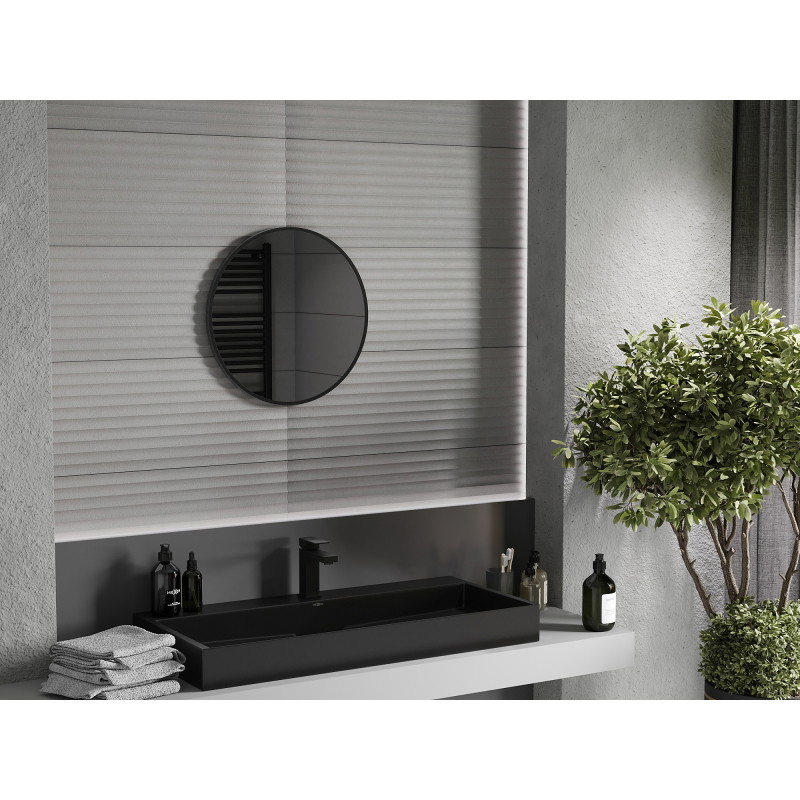 Mexen Loft ümmargune vannitoa peegel 50 cm, must raam - 9850-050-050-000-70